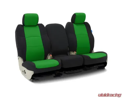 Coverking Custom Seat Covers 1 Row Neoprene Synergy Green | Black Sides Front Chevrolet Silverado 2500 | 3500 HD 2015-2019 - CSCF91CH9658