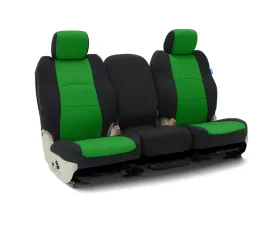 Coverking Custom Seat Covers 1 Row Neoprene Synergy Green | Black Sides Rear Subaru WRX 2015-2022