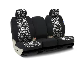 Coverking Custom Seat Covers 1 Row Neoprene Hawaiian Black | Black Sides Front Jeep Wrangler 1991-1995