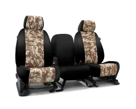 Coverking Custom Seat Covers 1 Row Neosupreme Digital Camo Sand Tan with Black Sides Front Ram 1500 Classic 2019-2021