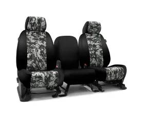 Coverking Custom Seat Covers 1 Row Neosupreme Digital Camo Urban Gray with Black Sides Front Ford F-150 2018-2022