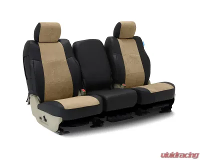 Coverking Custom Seat Covers 1 Row Ultisuede Black Leatherette with Beige Suede Inserts Front Pontiac Firebird 1998-2002 - CSCAT0PN7200