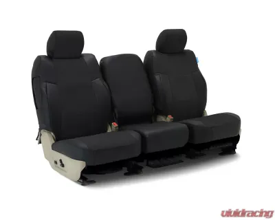 Coverking Custom Seat Covers 1 Row Ultisuede Black Leatherette with Black Suede Inserts Front Ford Mustang 2015-2022 - CSCAT1FD9794