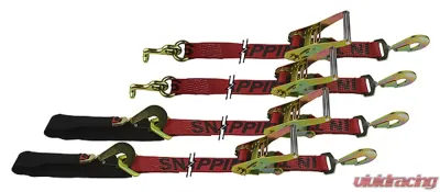 Ford T-Hook Axle Loop Kit Incl 2 Of Each 9 Foot Ratchet Straps W/T Frame Hook And W/Built In Axle Loop Snappin Turtle - V8140