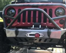 Motobilt Front Bumper w/ Grill Hoop & Stinger Crusher Series Bare Steel Jeep Wrangler JK 2007-2018