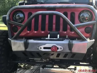 Motobilt Front Bumper w/ Grill Hoop & Stinger Crusher Series Bare Steel Jeep Wrangler JK 2007-2018 - MB1011-L