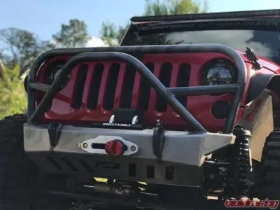 Motobilt Front Bumper w/ Grill Hoop & Stinger Crusher Series Bare Steel Jeep Wrangler JK 2007-2018 - MB1011-L