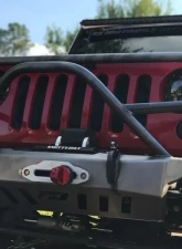 Motobilt Front Bumper w/ Grill Hoop & Stinger Crusher Series Bare Steel Jeep Wrangler JK 2007-2018                                     - MB1011-L - Image 5