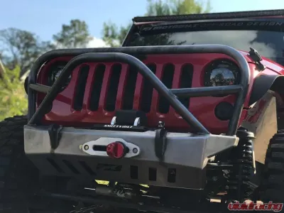 Motobilt Front Bumper w/ Grill Hoop & Stinger Crusher Series Bare Steel Jeep Wrangler JK 2007-2018 - MB1011-L