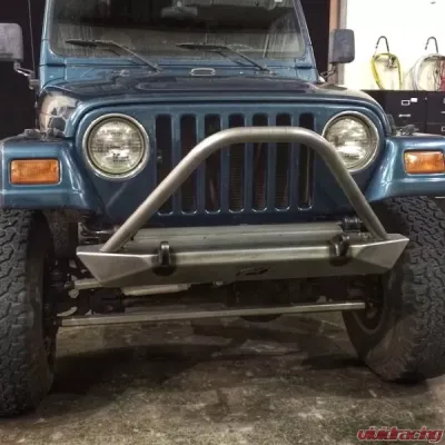 Motobilt Mid-Width Front Bumper w/ Stinger Bare Steel Jeep Wrangler YJ | TJ | LJ 1987-2006 - MB1021-S