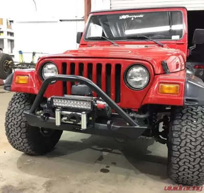 Motobilt Mid-Width Front Bumper w/ Stinger Bare Steel Jeep Wrangler YJ | TJ | LJ 1987-2006 - MB1021-S
