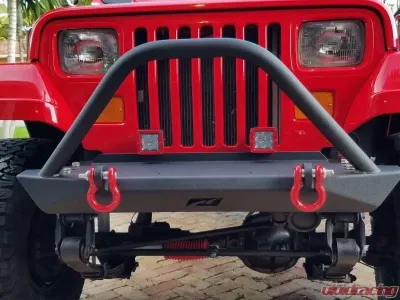 Motobilt Mid-Width Front Bumper w/ Stinger Bare Steel Jeep Wrangler YJ | TJ | LJ 1987-2006 - MB1021-S