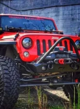 Motobilt Front Bumper w/ Stinger Fog Cutouts Hatchet Series Bare Steel Jeep Wrangler JK 2007-2018                                     - MB1048F-S - Image 5