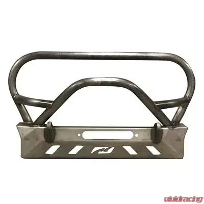 Motobilt Front Bumper w/ Grill Hoop and Bull Bar Bare Steel Jeep Wrangler YJ | TJ | LJ 1987-2006 - MB1069-L-B