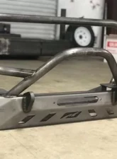 Motobilt Front Bumper w/ Grill Hoop and Bull Bar Bare Steel Jeep Wrangler YJ | TJ | LJ 1987-2006                                     - MB1069-L-B - Image 2