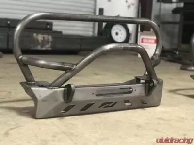 Motobilt Front Bumper w/ Grill Hoop and Bull Bar Bare Steel Jeep Wrangler YJ | TJ | LJ 1987-2006 - MB1069-L-B