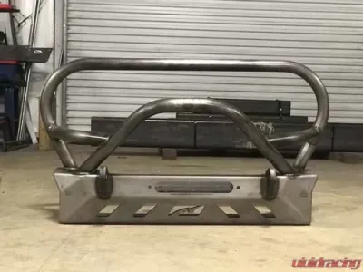 Motobilt Front Bumper w/ Grill Hoop and Bull Bar Bare Steel Jeep Wrangler YJ | TJ | LJ 1987-2006 - MB1069-L-B