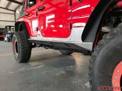 Motobilt Rocker Guards With Step Crusher Series Bare Steel Jeep Wrangler JK Unilimited 2007-2018 - MB1042