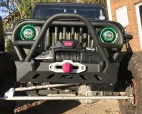 Motobilt Front Bumper w/ Grill Hoop and Stinger Bare Steel Jeep Wrangler YJ | TJ | LJ 1987-2006