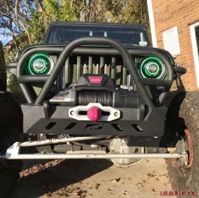 Motobilt Front Bumper w/ Grill Hoop and Stinger Bare Steel Jeep Wrangler YJ | TJ | LJ 1987-2006 - MB1069-L