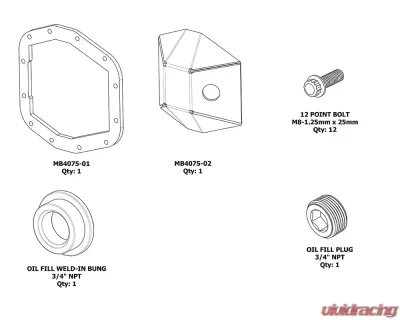 Motobilt Rubicon Front DIY DIFF Cover M210 Jeep Wrangler JL | Gladiator JT 2018+ - MB4075-DIY