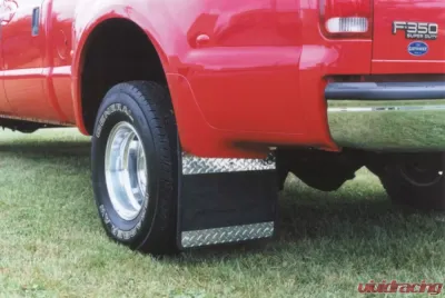Owens Products 19 x 24 Diamond Tread Aluminum Inserts Classic Dually Rubber Mud flaps Ford F350 1999-2010 - 86RF105D