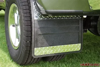 Owens Products 19 x 24 Diamond Tread Aluminum Inserts Classic Dually Rubber Mud flaps Dodge Ram 3500 2003-2009 - 86RF107D