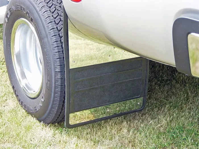 Owens Products 19 x 24 Stainless Steel Inserts Classic Dually Rubber Mud flaps Dodge Ram 3500 2003-2009 - 86RF107S