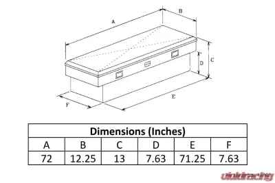 Owens Products Full Size 72" Bright Polished Diamond Tread Aluminum Garrison Side Mount Truck Tool Box - 42003