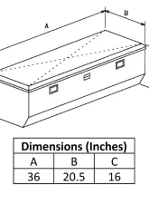 Owens Products 36" Black Powder Coat Diamond Tread Aluminum Truck Jeep Tool Box Garrison Series Utility Chest                                     - 44003B - Image 3