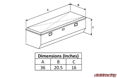 Owens Products 36" Black Powder Coat Diamond Tread Aluminum Truck Jeep Tool Box Garrison Series Utility Chest - 44003B