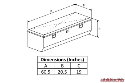 Owens Products 60" Slanted Sides Bright Polished Diamond Tread Aluminum Truck Tool Box Garrison Series Low-Profile Chest - 44008