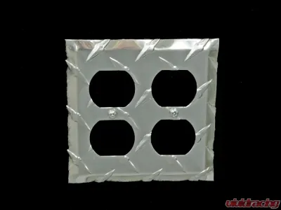 Owens Products RaceMates Diamond Tread Aluminum Double Electrical Outlet Wall Plate Cover - 39139