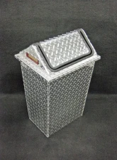 Owens Products RaceMates Diamond Tread Aluminum Large Trash Can Waste Receptacle with Swinging Lid                                     - 39148 - Image 2