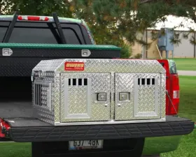 Owens Products 36 W x 30 D x 19.75 H Diamond Tread Aluminum ATV UTV SUV Dog Box Hunter Series Double Compartment w/ Standard Vents