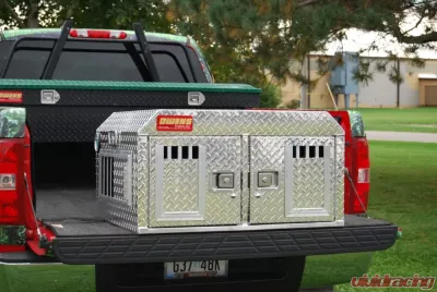 Owens Products 36 W x 30 D x 19.75 H Diamond Tread Aluminum ATV UTV SUV Dog Box Hunter Series Double Compartment w/ Standard Vents - 55017