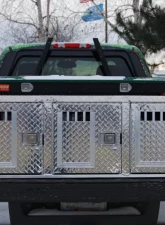 Owens Products 58.5 W x 22.25 D x 20 H Diamond Tread Aluminum Dog Box Hunter Series Triple Compartment w/ All Seasons Rear Vents                                     - 55029 - Image 2