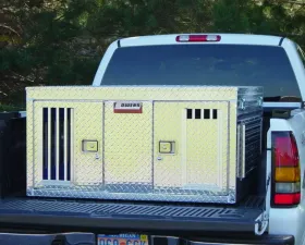Owens Products 48 W x 45 D x 25 H Tall Diamond Tread Aluminum Dog Box Hunter Series Double Compartment w/ All Seasons Vents