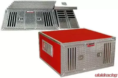 Owens Products 46 W x 48 D x 25 H Diamond Tread Aluminum Parts Dog Box DIY Series Double Compartment w/ Standard Vents - 55046
