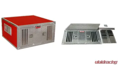 Owens Products 38 W x 48 D x 25 H Diamond Tread Aluminum Parts Dog Box DIY Series Double Compartment w/ Standard Vents - 55048