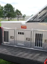 Owens Products 58 W x 40 D x 26 H Diamond Tread Aluminum Dog Box Hunter Series Triple Compartment with Top Storage & All Seasons Rear Vents                                     - 55053 - Image 3