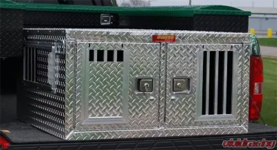 Owens Products 48 W x 36 D x 20 H Shallow Diamond Tread Aluminum Dog Box Hunter Series Double Compartment w/ Standard Vents - 55077