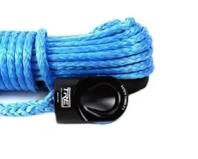 3/8 Inch Blue Winch Rope and Safety Thimble 85 Foot Roll TRE-Tactical Recovery Equipment
