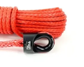 3/8 Inch Red Winch Rope and Safety Thimble 100 Foot Roll TRE-Tactical Recovery Equipment