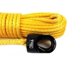 3/8 Inch Yellow Winch Rope and Safety Thimble 85 Foot Roll TRE-Tactical Recovery Equipment