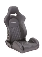 Cobra Misano 30th Anniversary in Black Leather - Carbon Fiber Back - reclining - integrated 6-point sub strap                                     - C MSL-30-L - Image 3