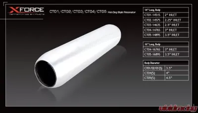 XForce Hot Dog 14" Long, 3.5" Inlet Stainless Steel - CT05-14S