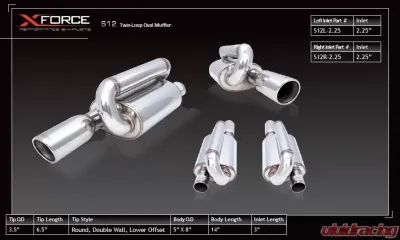 XForce 2.25" Twin-Loop Oval Muffler (Right Inlet) - S12R-2.25
