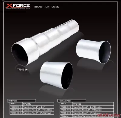 XForce Transition Pipe 2-2.5" Stainless Steel - TR200-250-S