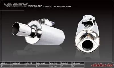 XForce Varex Universal Round 7x16", 3" Flanged Inlet, 3" Single-Wall Outlet - VMK16-300